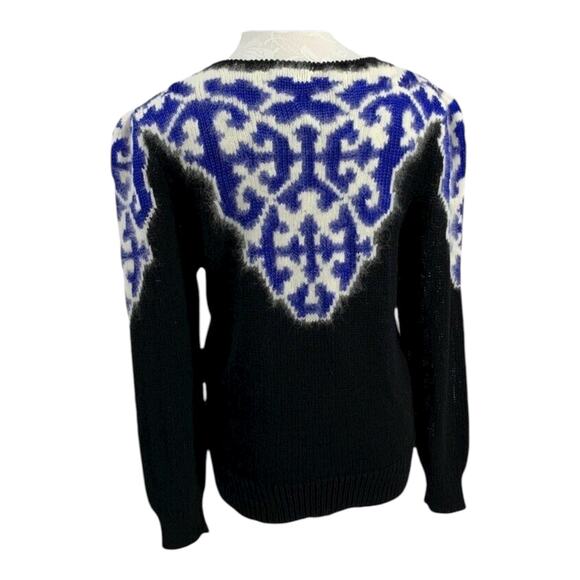 Jordan Marsh Sweater M Black Nordic Knit Rabbit Hair Angora Blend Vintage - Picture 4 of 8